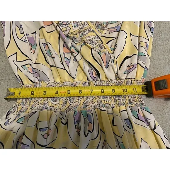 Vintage Anthony Sicari Ruffle Midi Dress Made in USA 80s Pastel Abstract Print P - Picture 5 of 12